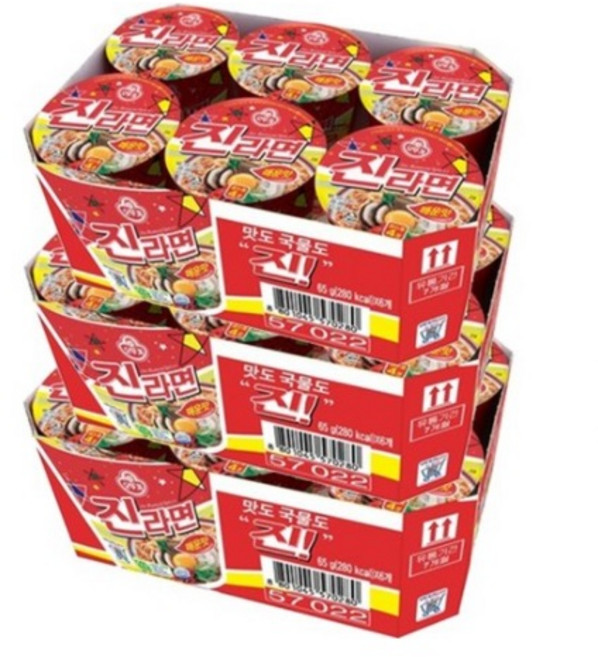 오뚜기 진라면매운맛 작은컵 6개입X3박스, 18개