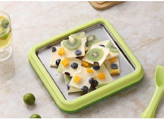 철판아이스크림메이커 아이스크림판 여름 간식제조기 스텐304 아이스크림만들기 어린이 여름방학, 1개, 9. 키위그린 (316스텐)