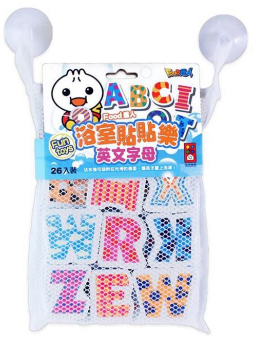 Food超人 浴室貼貼樂-英文字母 (26入) 浴室玩具 防水字母貼, 繽紛