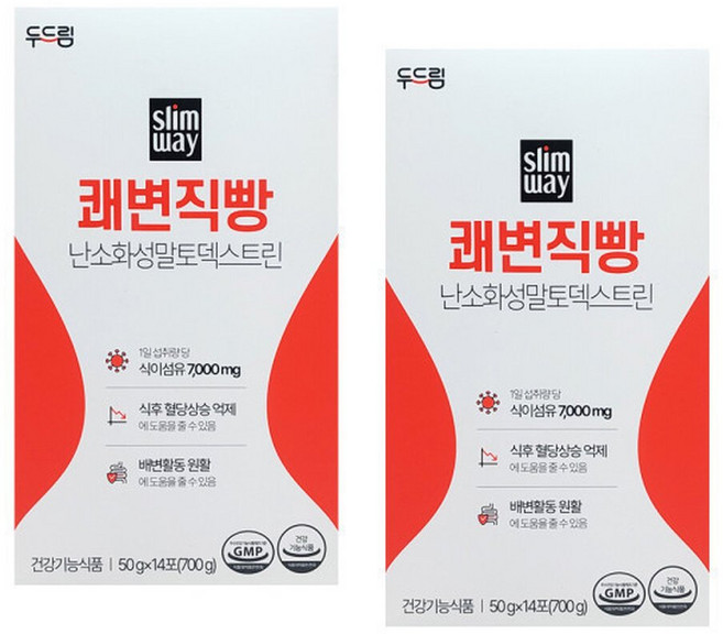 두드림 슬림웨이 쾌변직빵 50g x 14포 2개 (총28포4주분) 난소화성말토덱스트린 식이섬유