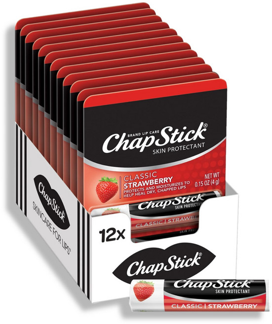 Chapstick 챕스틱 클래식 립밤 4g 스트로베리, 12개