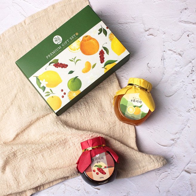 뉴 프리미엄 제주 티 2종 선물세트 오미자 유자, 1개