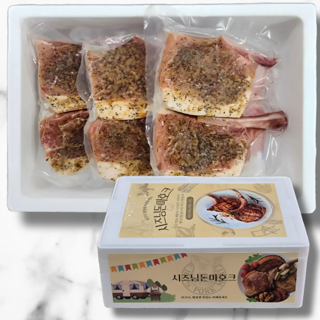 두툼한 한돈 명품본가 시즈닝 돈마호크 스테이크 6개입 1.2kg, 1세트