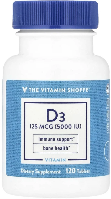 The Vitamin Shoppe 비타민D3 125mcg(5000IU) 120정, TheVitaminShoppe비타민D3125mcg500, 1개 - 쿠팡