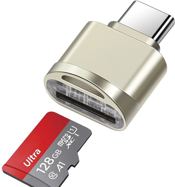 TF 카드 리더기 USB-C to TF 카드 리더기 PC 노트북 맥북 에어 프로 갤럭시 화웨이 태블릿용 C타입 OTG 메모리 카드 리더기 어댑터, 1개, 은빛, 단일 제품