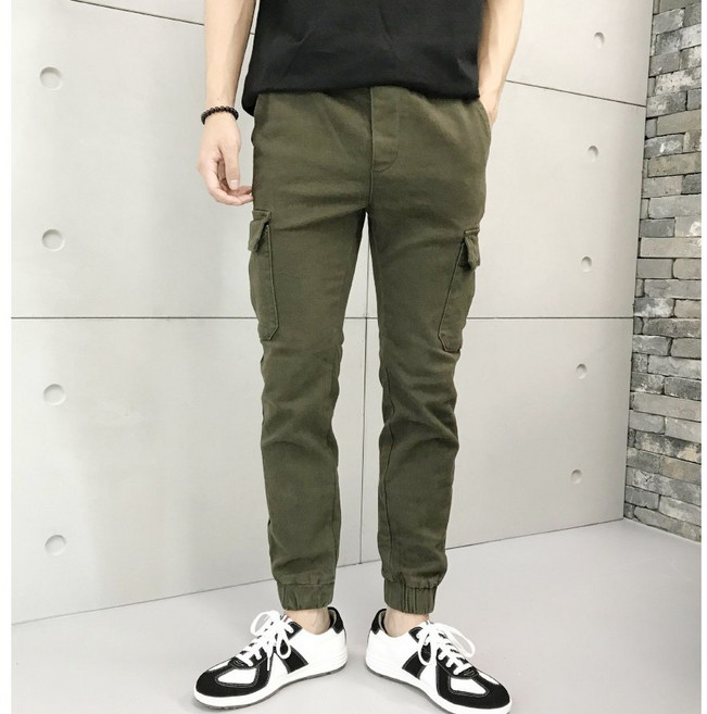 용된다 워싱 코튼 남자 카고 조거팬츠 밴딩바지 4컬러