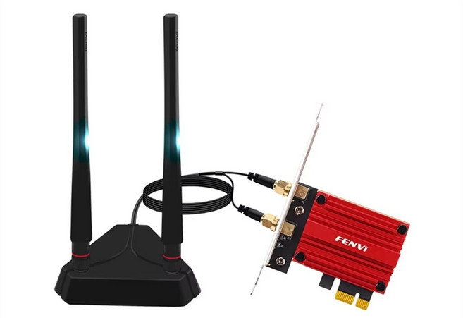 FENVI Wi-Fi 6E 5374Mbps AX210 for Bluetooth5.3 802.11AX 2.4G/5G/6Ghz 무선 PCIE 어댑터 네트워크 카드 지원 PC, 블랙 &amp; 레드