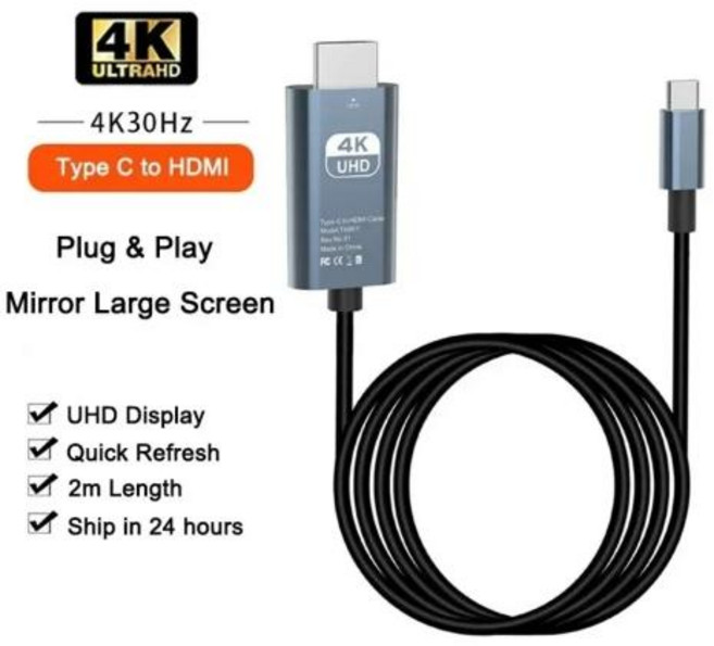 4K USB C-HDMI 어댑터 4K 60Hz2K 165Hz 유형 C Thunderbolt 4-노트북 PC 전화-TV 모니터 용 HDMI 변환기 허브 4K USB C to HDMI, 1)4k30Hz, 1개