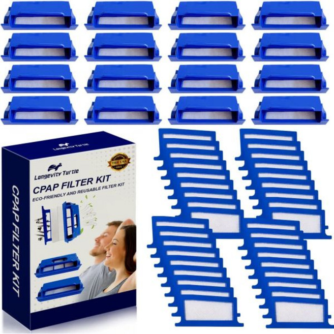 코골이 무호흡증 양압기 머리끈 52Pcs CPAP 필터 드림스테이션 기계와 호환되 교체 키트에 꽃가루 16개와 일회용 초미세 36개가 포함되어 있습니다 공급품