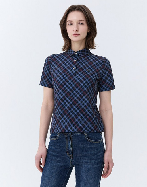 24SS [클리어런스][스테디셀러] 슬랜트 체크 로고 폴로티셔츠 (CHARCOAL GREY) WNTS4B010CG