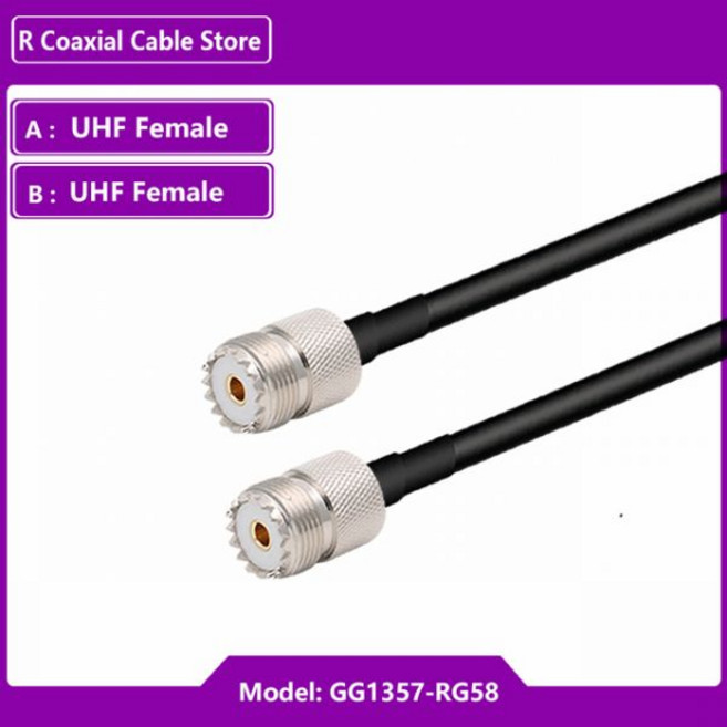 CB 라디오 햄 FM 송신기용 안테나 연장 케이블 UHF PL-259 수-UHF SO-239 암 PL259 피그테일 커넥터 RG58, UHF F to UHF F_15CM, 29) UHF F to UHF F - 15CM