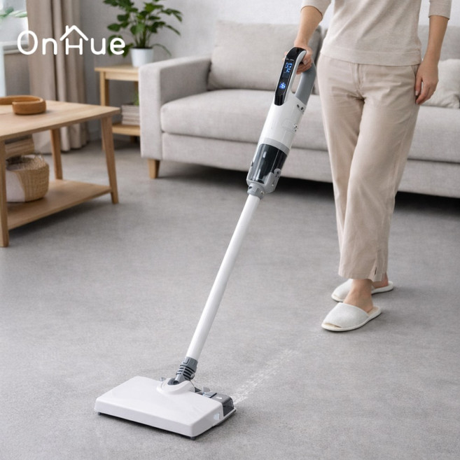 [초강력흡입] 온휴 건식 습식 무선 2in1 물걸레 진공청소기 대용량배터리 가벼운청소기, 화이트, OHA_V1800GDW