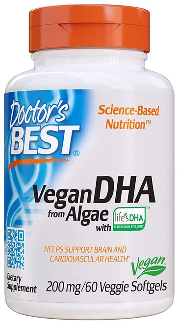 [해외] [Doctor's Best Vegetarian DHA from Algae] 닥터스 베스트 베지테리언 프롬 엘지 200mg 소프트젤 60정, 1개 - 쿠팡