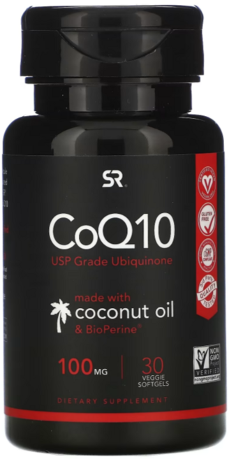 스포츠리서치 코큐텐 코코넛오일 함유 CoQ10 100mg 30정, 1개