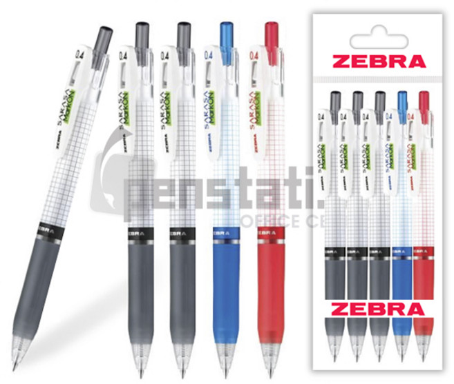 제브라 사라사 클립 마크온 0.4mm 볼펜, 0.4mm 블랙 3개+블루 1개+레드 1개