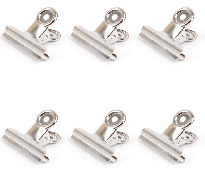 이음모음 철 불독클립 문구집게, 1세트, 6개입, 중