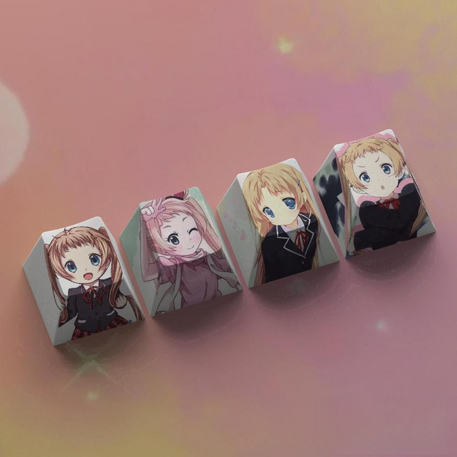 애니 캐릭터 PBT 키캡 기계식 키보드 커스텀 텐키리스 스타일링 입사 선물 특수 반투명, 4. 4pcs
