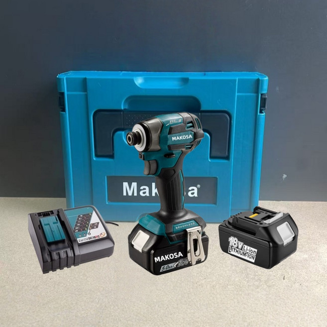 MAKOSA 173衝擊起子機 / 481電鑽 18V 無刷充電工具組, 1個, 起子機【配原廠晶片6A電*2+快充+箱】
