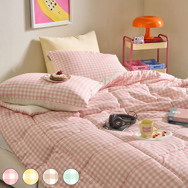 데시뉴 체크러버 다운필 항균 차렵이불 단품