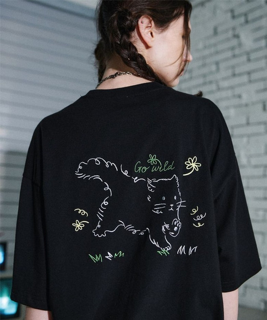 CPGN STUDIO Wild Cat 자수 반팔티 블랙