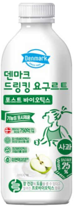 덴마크 드링킹요구르트 사과 750mLx4병/대용량/무배, 750ml