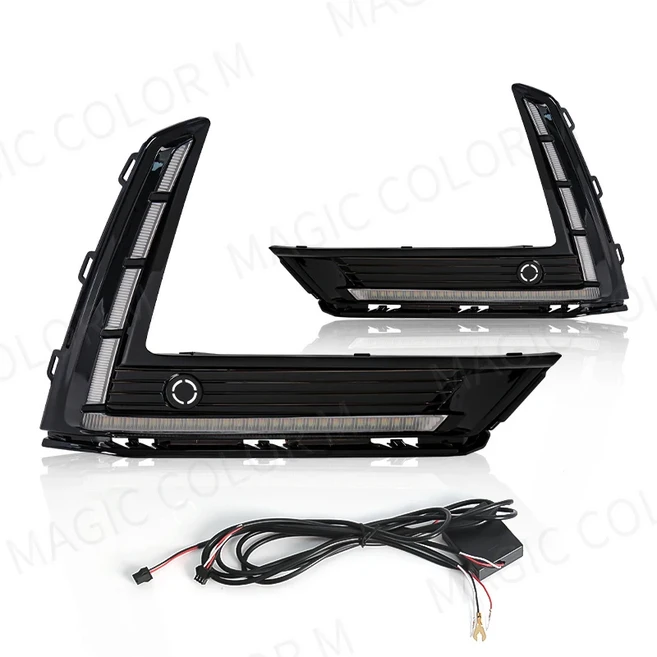 혼다 CRV 2023 LED DRL 주간 러닝 라이트 일광 다이나믹 턴 시그널 안개 램프 흰색 노란색 자동차 액세서리, 01 3 Colors, 1개