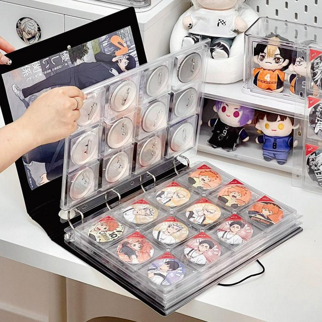 캔뱃지 보관 바인더 케이스 홀더 수집 파일 58mm A5+카드 3페이지6칸, 액세서리 4페이지 6칸 58mm 바지용