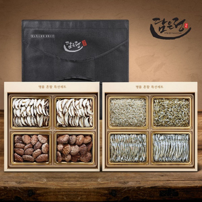 [담은정]명품세트 3호(표고슬라이스 40g x 2ea 화고 50g 2ea 세멸 150g 소멸 120g 중멸 120g 대멸 110g), 1세트