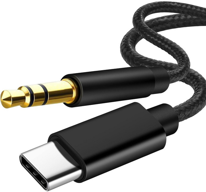 USB C to 3.5mm Aux 케이블 차량 및 휴대폰용 오디오 잭 어댑터 삼성 갤럭시 S22 S21 S20 노트 시리즈 픽셀 기기 등 호환, 1개, 블랙, Type c to 3.5mm