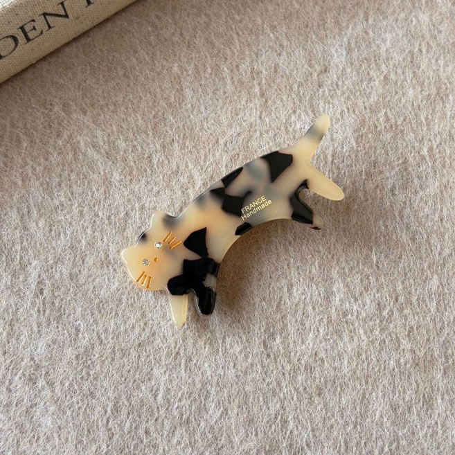 BEAGLE 貓咪醋酸側邊髪夾 法國手工製