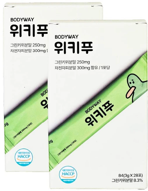 바디웨이 위키푸 키위맛 3g 28포 1개, 2개, 28회분 - 쿠팡