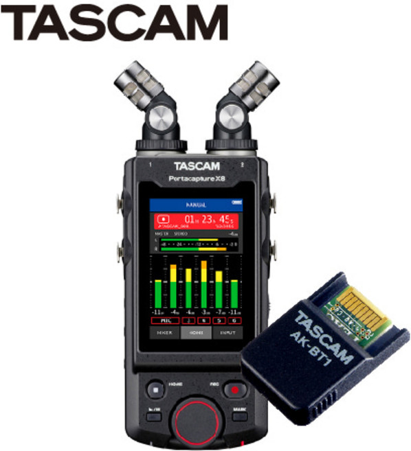 타스캠 TASCAM Portacapture X8 + AK-BT1 블루투스아답터 포터캡쳐 리니어 PCM 레코더