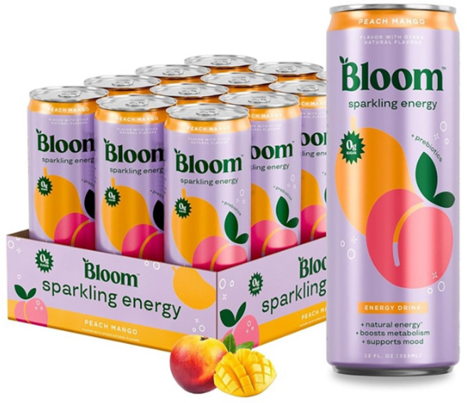블룸스파클링에너지드링크피치&망고 355ml x 12캔 {QHJ}, 12개