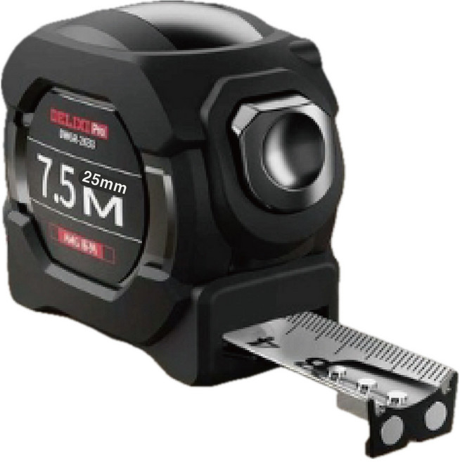 DELIXI 오토락 줄자 7.5M X 25MM 고정밀눈금 7.5M줄자 방수 자석 낙하 양면 스마트 고정밀 휴대용 DWGR-2633, 1개, DELIXI 7.5m