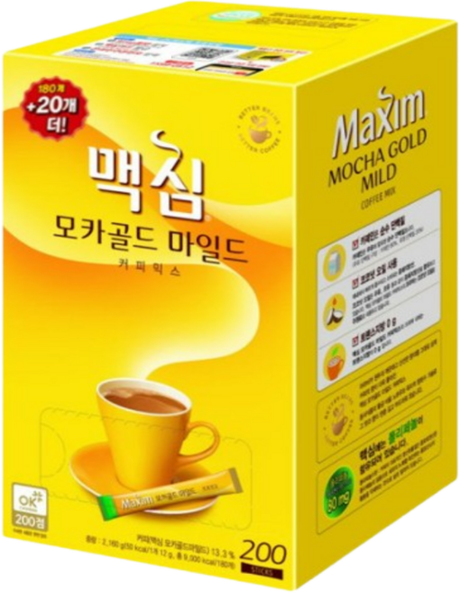 [맥심]모카골드 마일드 커피믹스, 1개, 200개입, 12g