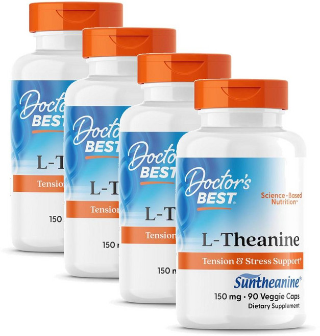 닥터스베스트 L-테아닌 선테아닌 150mg 비건 캡슐 Doctor's Best L-Theanine with Suntheanine, 90정, 4개