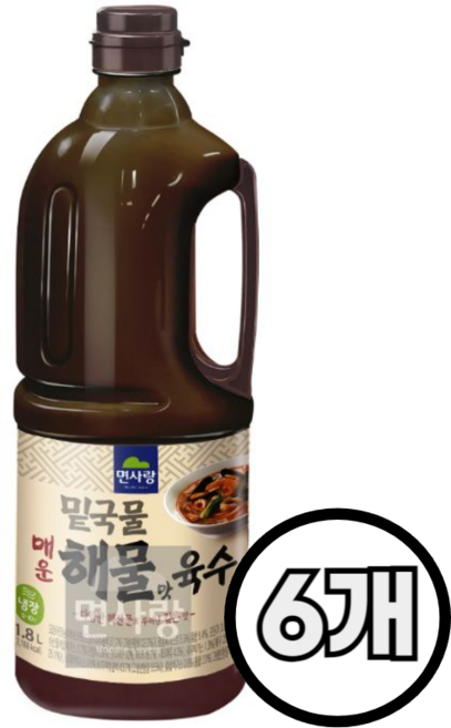 면사랑 (냉장) 밑국물 매운 해물맛육수 1.8L, 6개