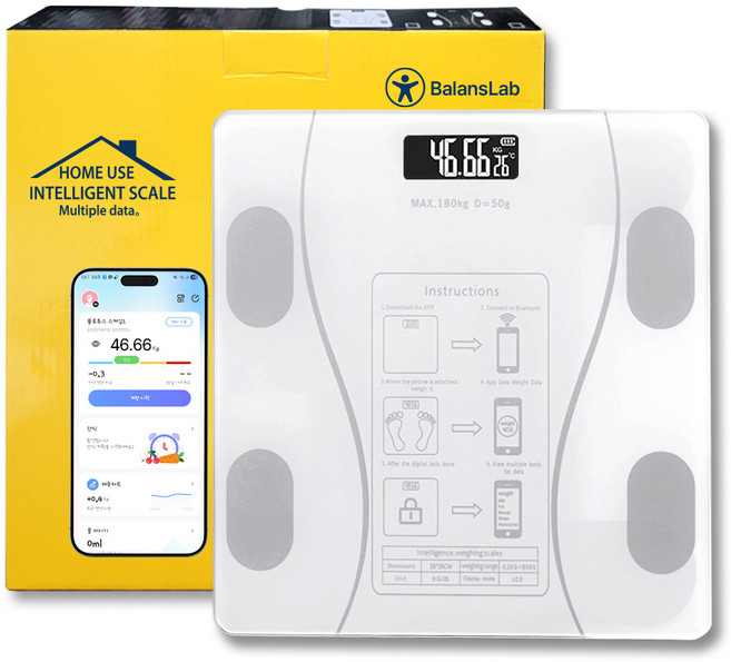 밸런스랩 스마트 체지방 체중계, 화이트, 1개, BL1002