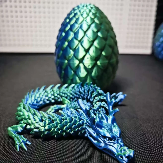 창의적인 스트레스 해소 용알 카멜레온 펜듈럼 3D 프린팅 완전 세트 선물 컬러풀 장난감 장식, 01 XXXL 사이즈, 06 shiny blue green