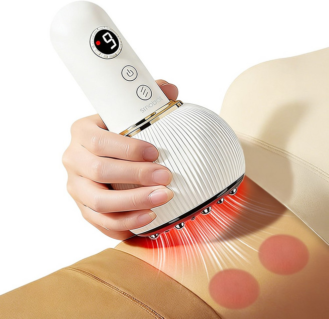 진공 온열 마사지기 무선 온열 흡착식 괄사 마사지기 셀프 바디 안마기 흡입 진공 안마기 9단계 조절, 화이트