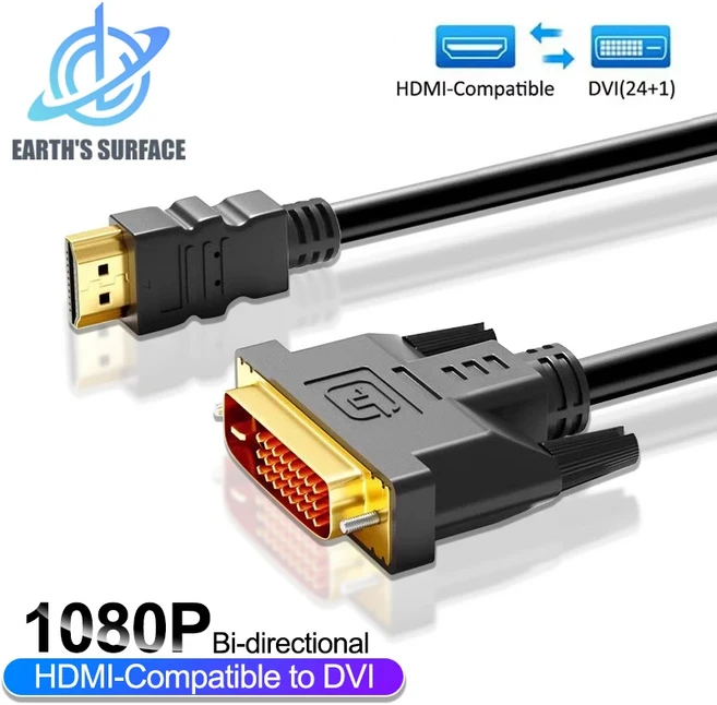 1080P HDMI 호환 DVI 변환기 케이블 PC TV Box PS4 DVD Projetor 용 양방향 DVI-HDMI 어댑터, 01 3미터