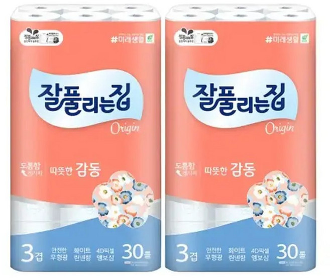 잘풀리는집 3겹 따뜻한감동 25m 30롤 2개