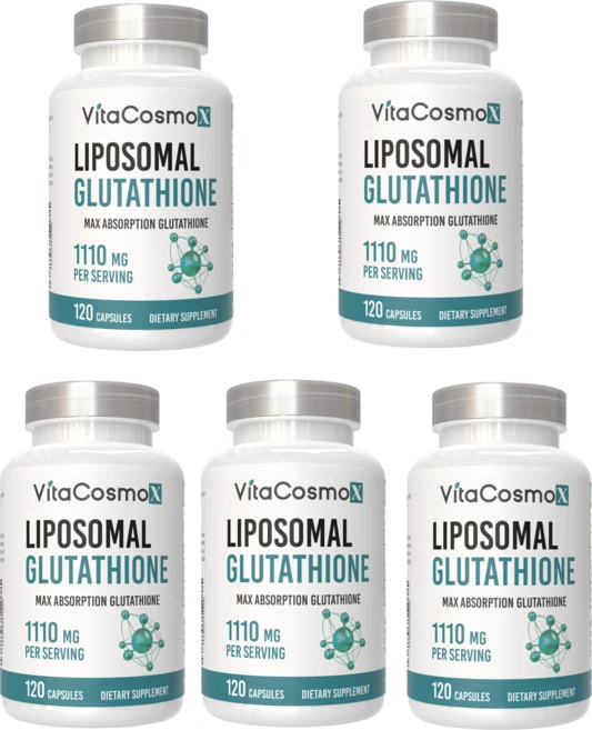 VitaCosmoX 리포소말 글루타치온 1100mg 120 베지 캡슐 Glutathione 1100 mg Veg Capsules, 5개, 120정 - 쿠팡