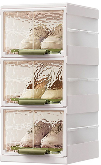 品樂生活 雙開門摺疊抽拉鞋盒, 酪梨綠(超取限1組), 1套