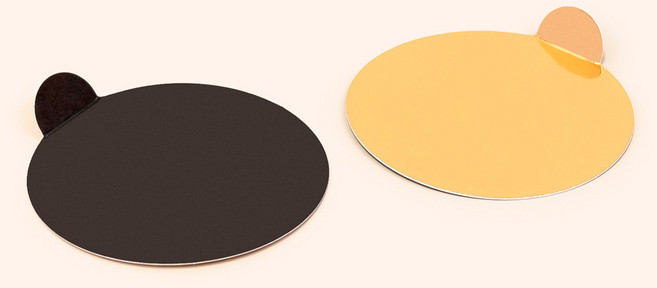 미니 타르트 무스케이크 손잡이 원형 양면 종이받침 100개, 금색-검정