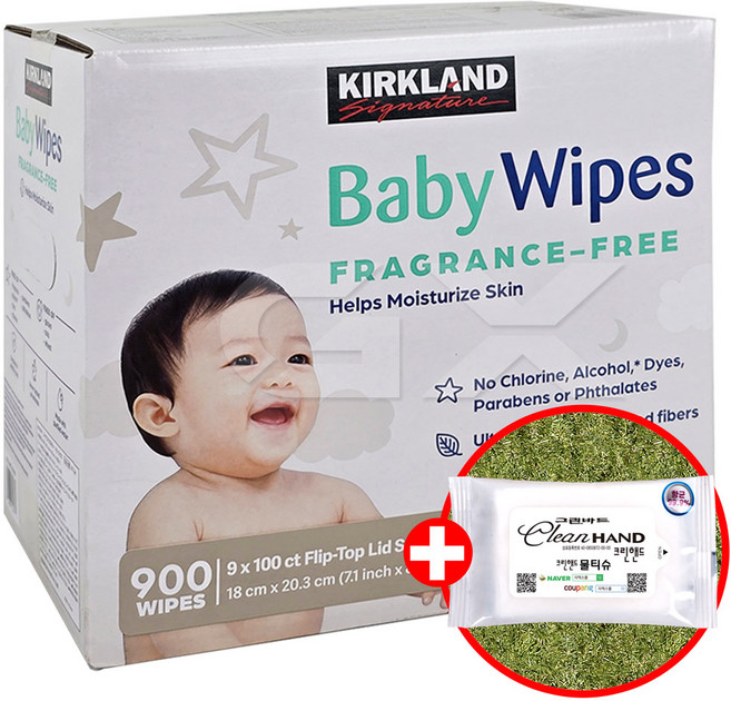 커클랜드 코스트코 유아용 물티슈 900매 + 클린핸즈물티슈10매, 100매