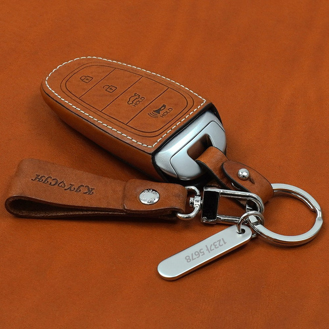 이지스오토랩 더뉴 그랜저IG 싼타페 투싼NX4 스타리아 쏘나타DN8 팰리세이드 차키케이스 호환, 4버튼 카멜