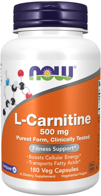 NOW Foods L-肉鹼 500毫克 素食膠囊 純素 無麩質, 1罐, 180錠