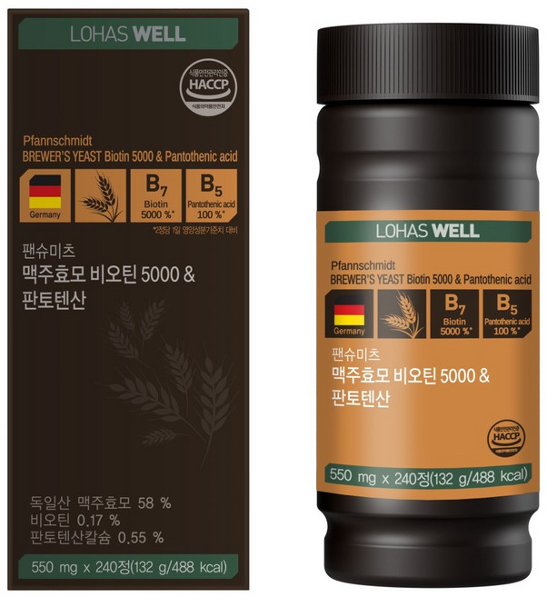 로하스웰 독일 맥주효모 비오틴 판토텐산, 1개, 240정