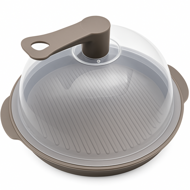 국내생산 센담 원형 전자레인지용기 전자렌지용그릇 푸드커버, 1개, 그레이